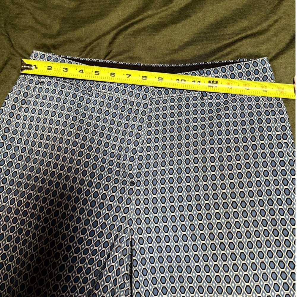 Theory Women's Geometric Print Straight Leg Dress‎ Pants Blue White Size 8 - Picture 8 of 9